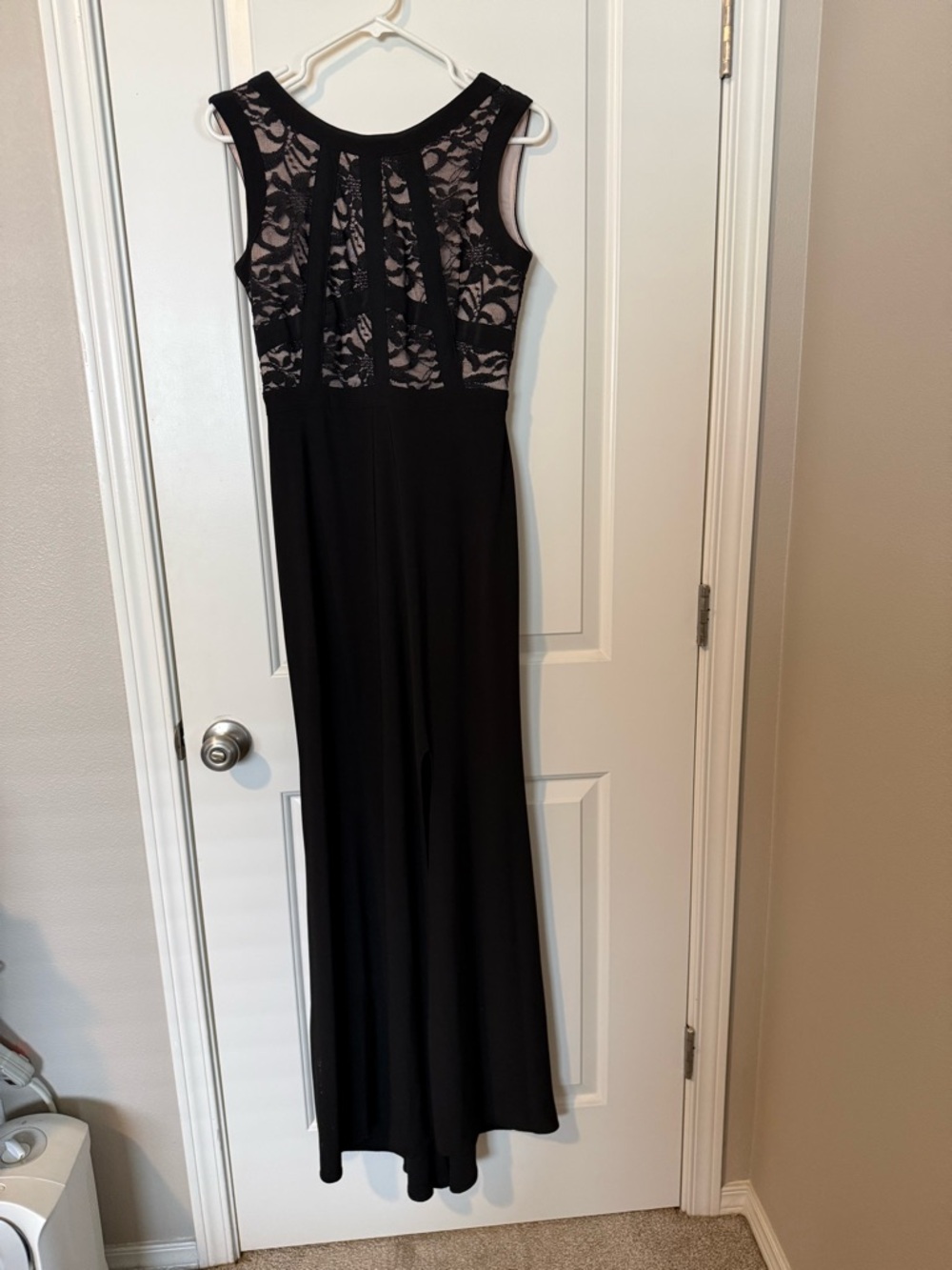 Morgan & Co. Black Sleeveless Maxi Dress with Lace Bodice